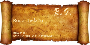 Rusz Iván névjegykártya