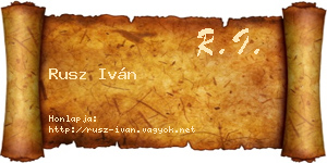 Rusz Iván névjegykártya